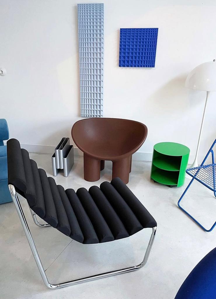 Design fauteuil chroom zwart, Tuin en Terras, Ligbedden, Ophalen, Zo goed als nieuw