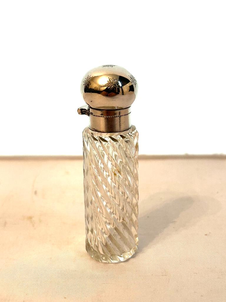 oud Hollands sterling zilveren kristal parfumflesje, Antiek en Kunst, Antiek | Goud en Zilver, Ophalen of Verzenden, Zilver