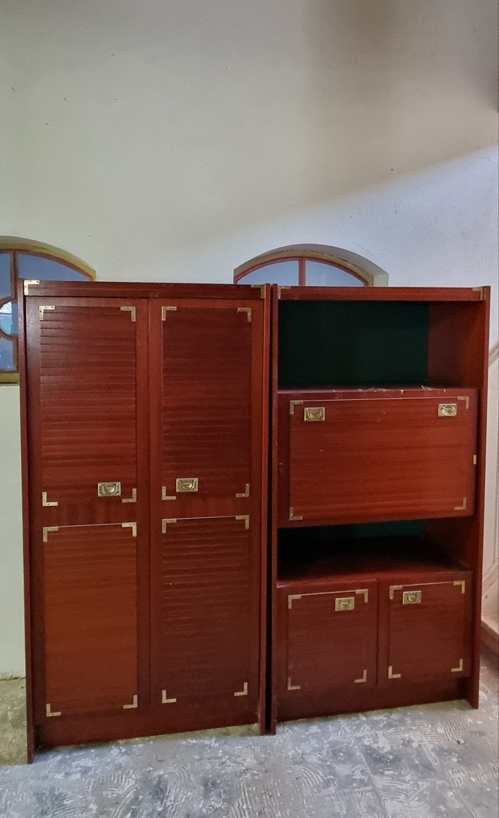 Modulair wandmeubel met kledingkast boekenkast en secretaire, Huis en Inrichting, Ophalen, Gebruikt, 200 cm of meer, Overige houtsoorten