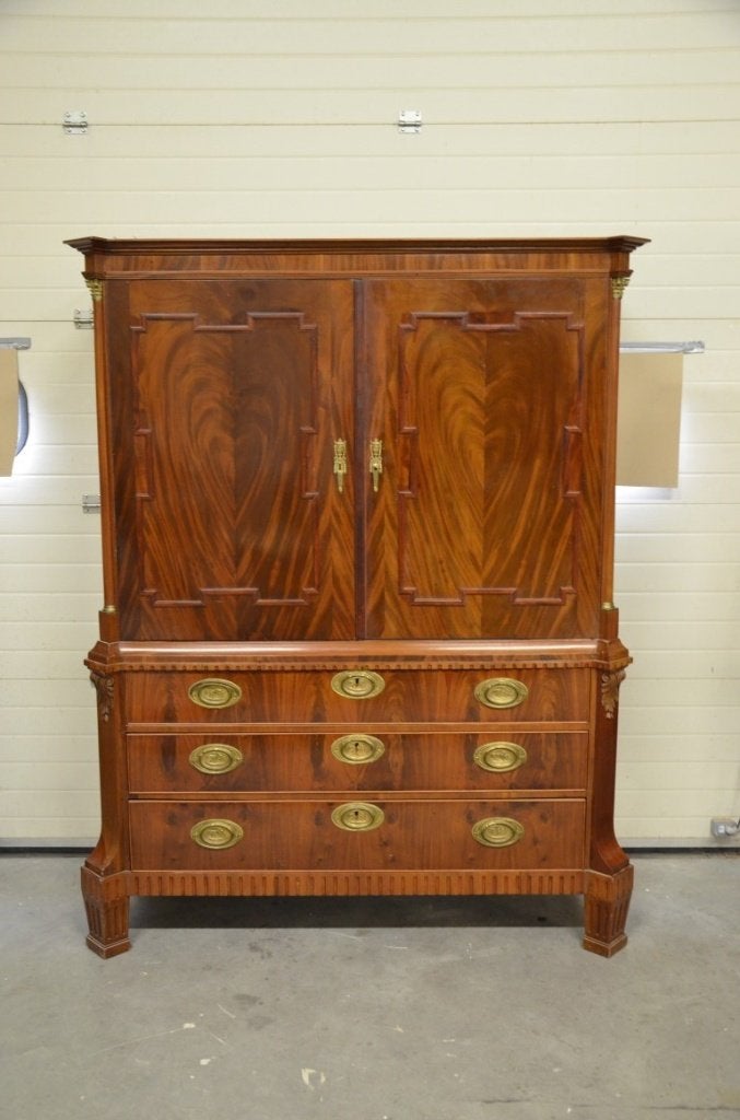 Antiek mahonie louis seize kabinet, Ophalen of Verzenden
