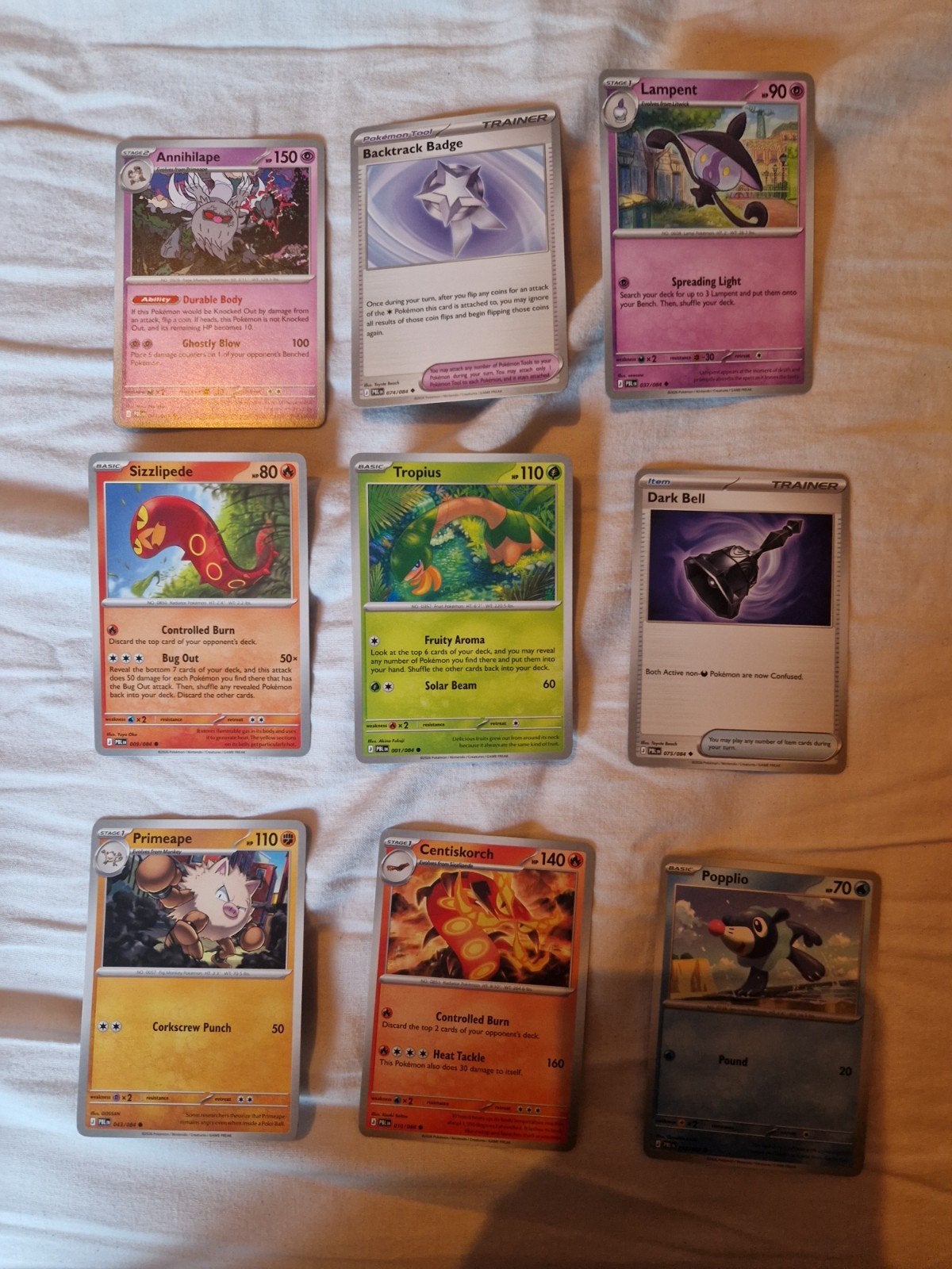 Pokémon Kaarten Collectie - Annihilape, Lampent, Sizzlipede, Ophalen of Verzenden, Gebruikt, Meerdere kaarten