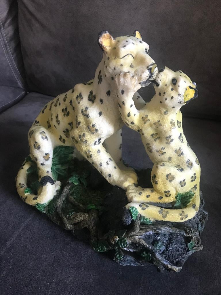 Beeld Luipaard Met jong., Verzamelen, Beelden en Beeldjes, Ophalen of Verzenden, Zo goed als nieuw, Dier