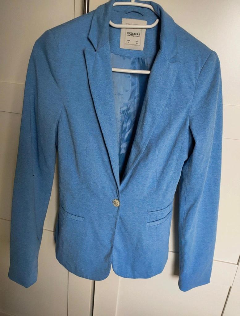Pull&Bear blazer jasje maat S licht blauw, Ophalen of Verzenden, Zo goed als nieuw, Maat 38/40 (M), Blauw