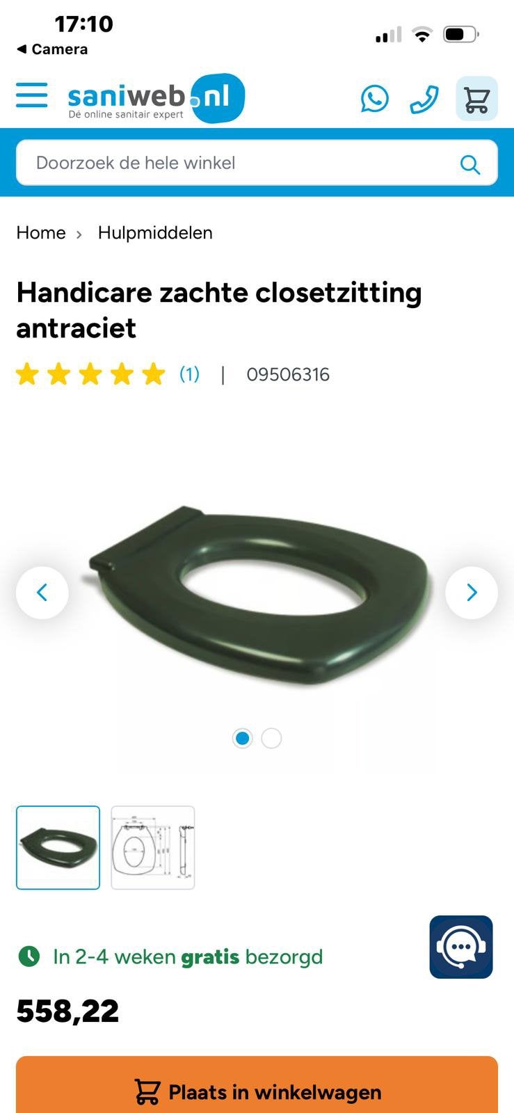 zacht closetzitting zwart van handicare nieuw, Ophalen, Nieuw, Toilet