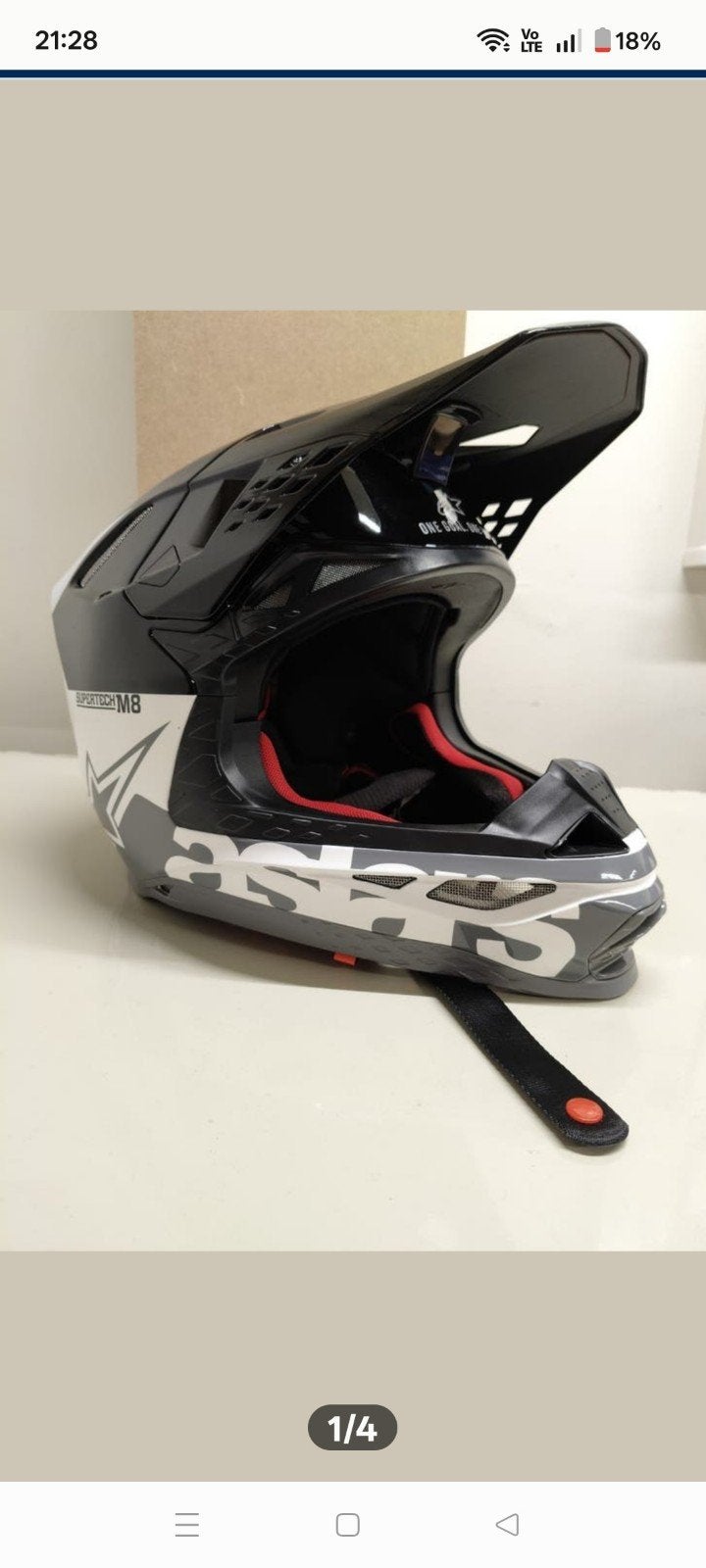 Alpinestars Supertech M8 Offroadhelm - Zwart/Wit, Overige merken, Ophalen of Verzenden, Tweedehands, Heren