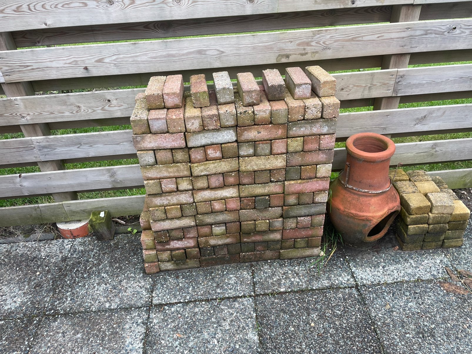 Dikformaat waaltjes 20,5 x 7 x 7 cm, Tuin en Terras, Tegels en Klinkers, Ophalen, Gebruikt, Klinkers, Minder dan 5 m²