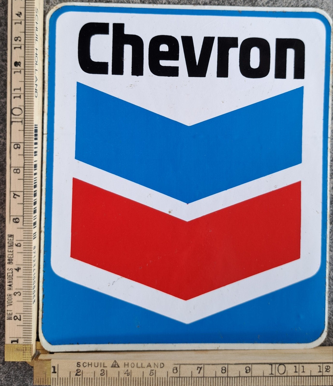 Vintage sticker Chevron benzinestation merk logo, Ophalen of Verzenden, Zo goed als nieuw