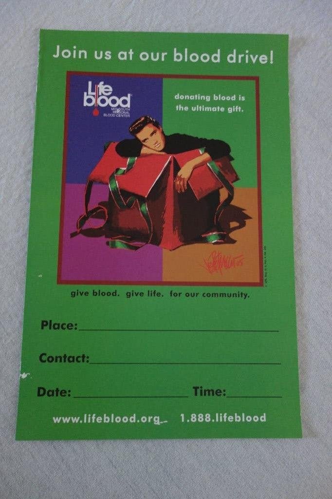 Posters Elvis Presley, give blood give life., Verzamelen, Ophalen of Verzenden, Gebruikt, Poster, Artwork of Schilderij