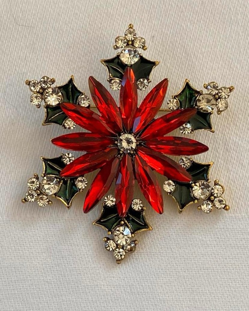 Kerstster sneeuwvlok kerstbroche, Ophalen of Verzenden, Zo goed als nieuw, Overige materialen