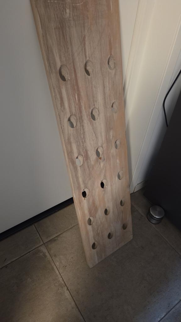 Houten flessenrek voor 15 wijnflessen, Ophalen, Gebruikt, 5 tot 15 flessen, 75 cm of meer