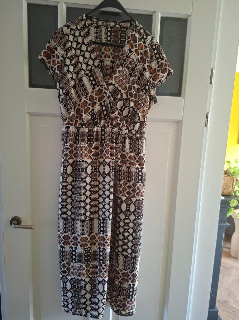 Slangenprint Jurk maat 46/48 Norah, tot over de knie, Ophalen of Verzenden, Zo goed als nieuw, Jurk