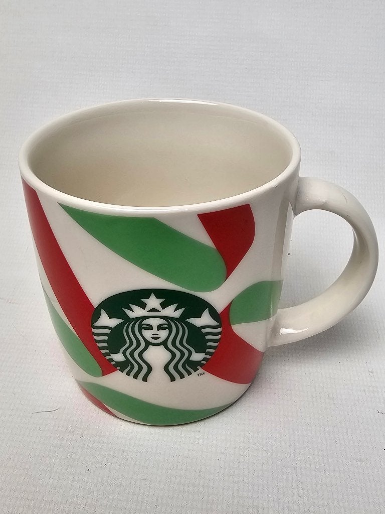 # Starbucks mok met rood en groen patroon 2021, Gebruikt, Overige stijlen, Aardewerk, Mok