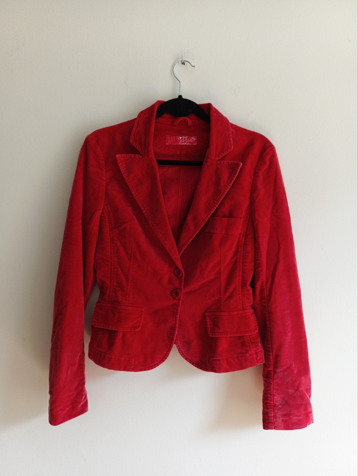 Closed sweater blazer in levendig rood fluweel. Size S, Kleding | Dames, Closed, Ophalen of Verzenden, Jasje, Maat 36 (S)