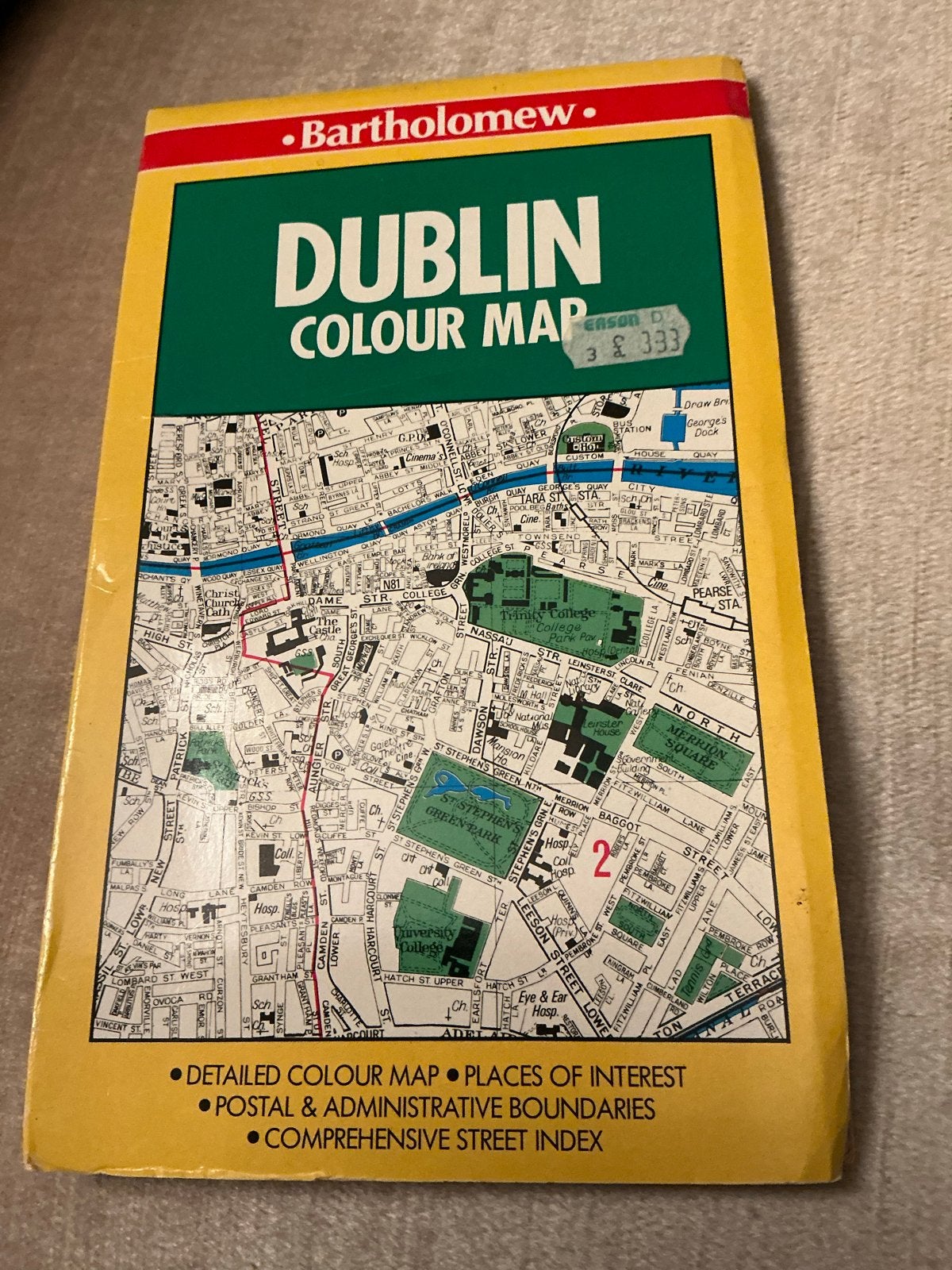 Dublin - Gedetailleerde Stadsplattegrond in kleur, Boeken, Atlassen en Landkaarten, 1800 tot 2000, Europa Overig, Ophalen of Verzenden