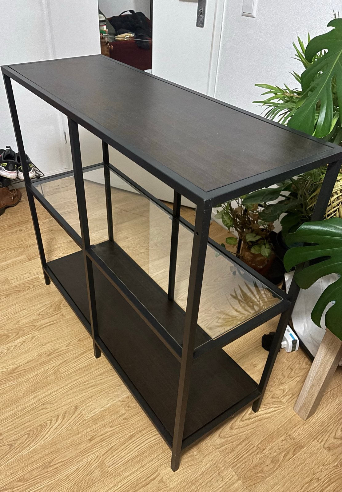 Stijlvolle stellingkast met glazen plank, Ophalen, Met plank(en), 100 tot 150 cm, 50 tot 100 cm