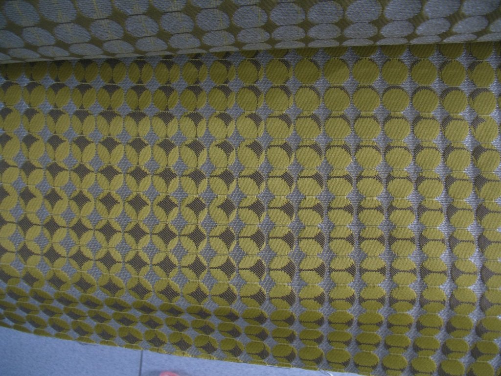 Limonta Frangola 21 groengeel + grijs; 3,95 meter meubelstof, Overige materialen, Meerkleurig, 120 cm of meer, Ophalen of Verzenden