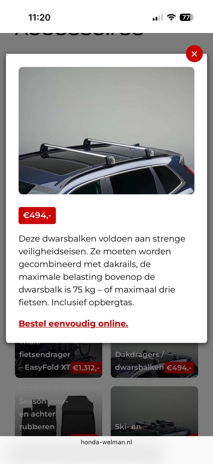 Honda CR‑V 2025 originele dakdragers – nieuw, ongebruikt, Ophalen, Nieuw