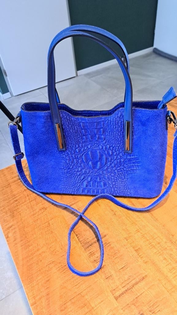 Geruïneerd leather tas Borse in Pelle made in Italy, Ophalen, Zo goed als nieuw, Blauw, Handtas
