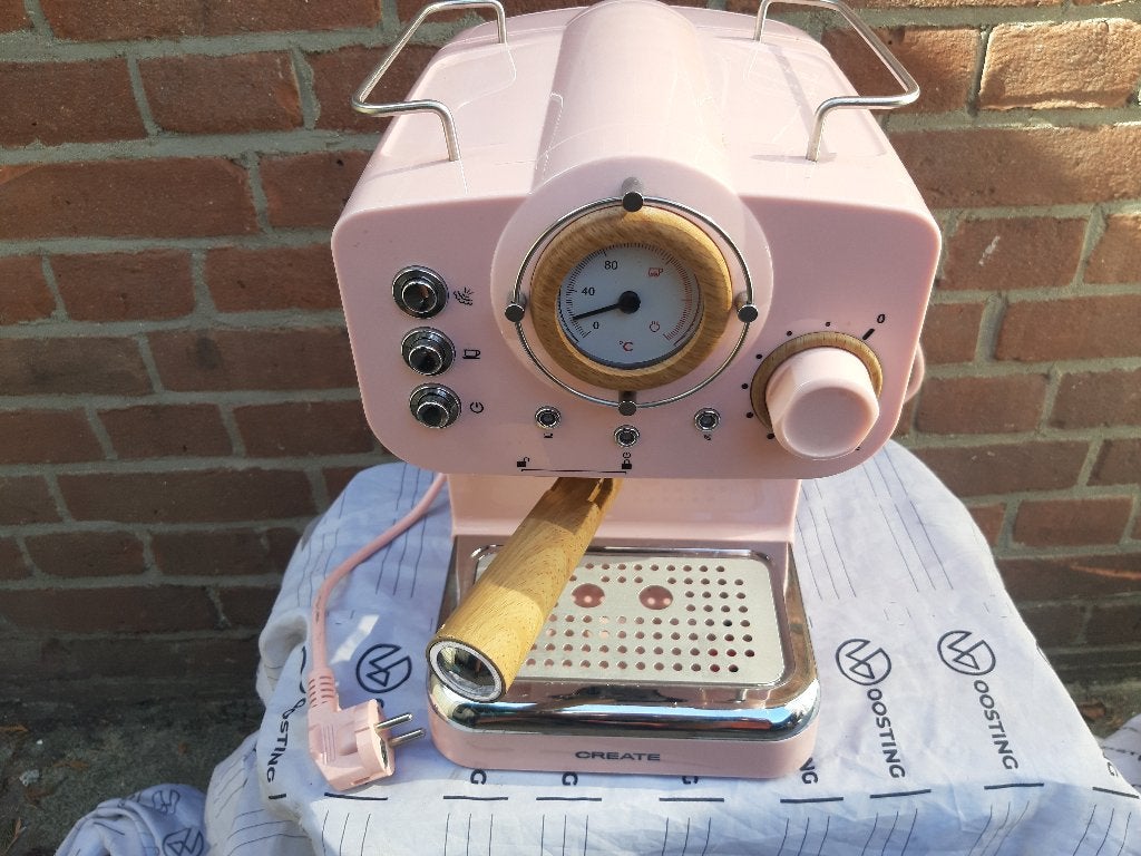 CREATE Thera Retro Express Koffiemachine - Pastel Roze Espre, Ophalen, Afneembaar waterreservoir, Gebruikt, Koffiemachine