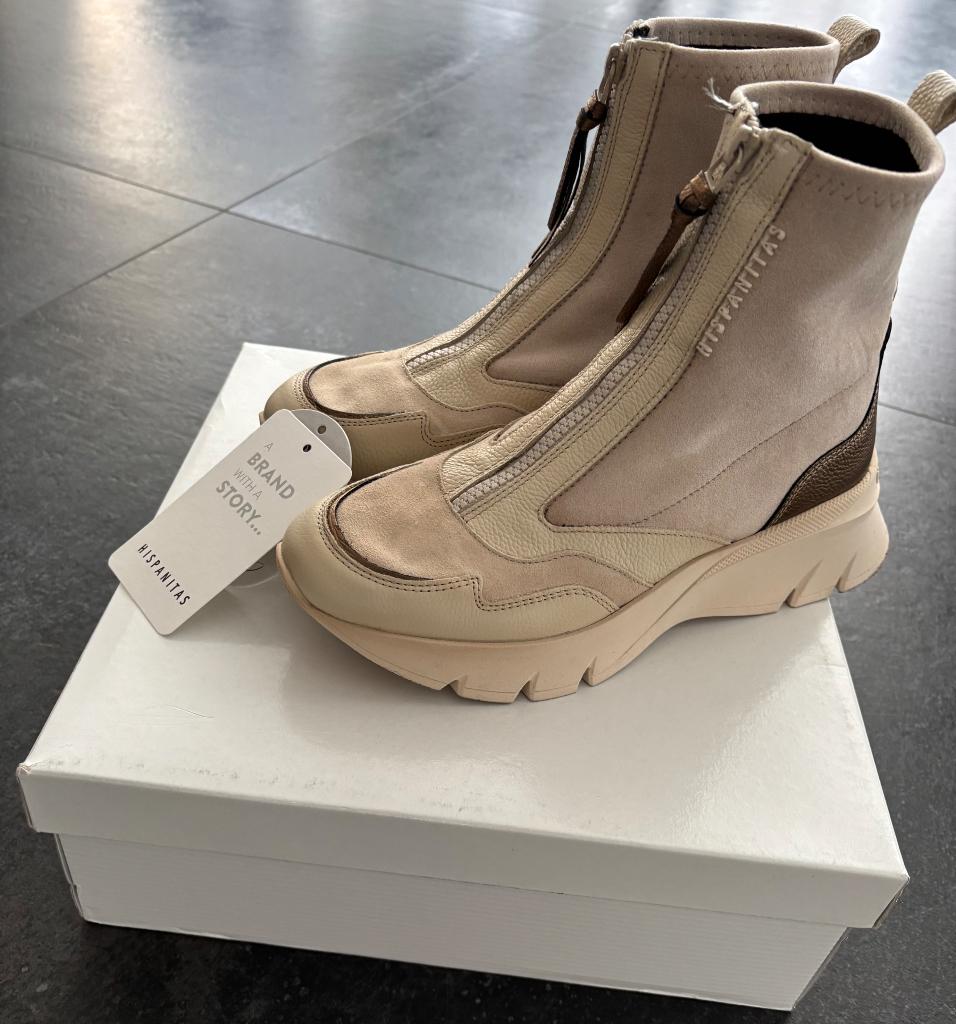 Hispanitas NIEUW enkellaarzen/ sneaker laars maat 39 beige, Verzenden, Beige, Hispanitas, Lage of Enkellaarzen