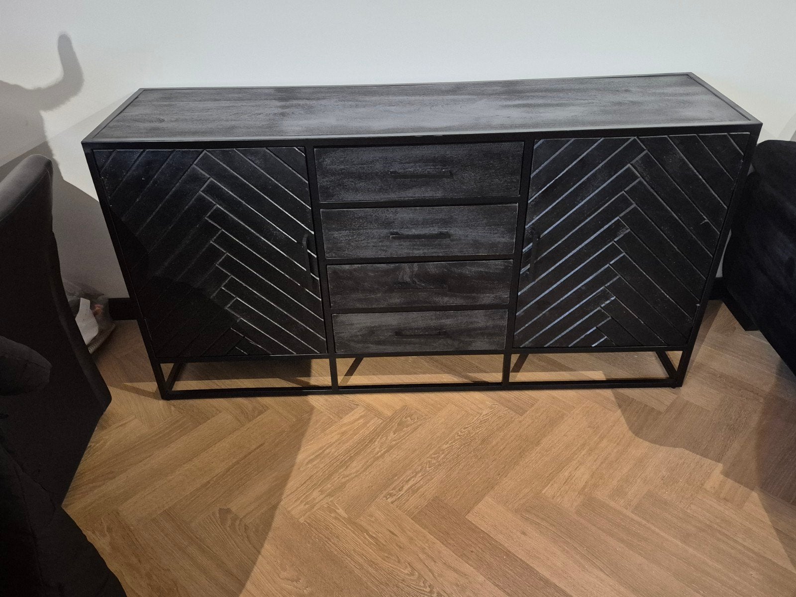 Complete Meubelset Zwart Visgraat TVmeubel, Salontafel, Dr, Ophalen