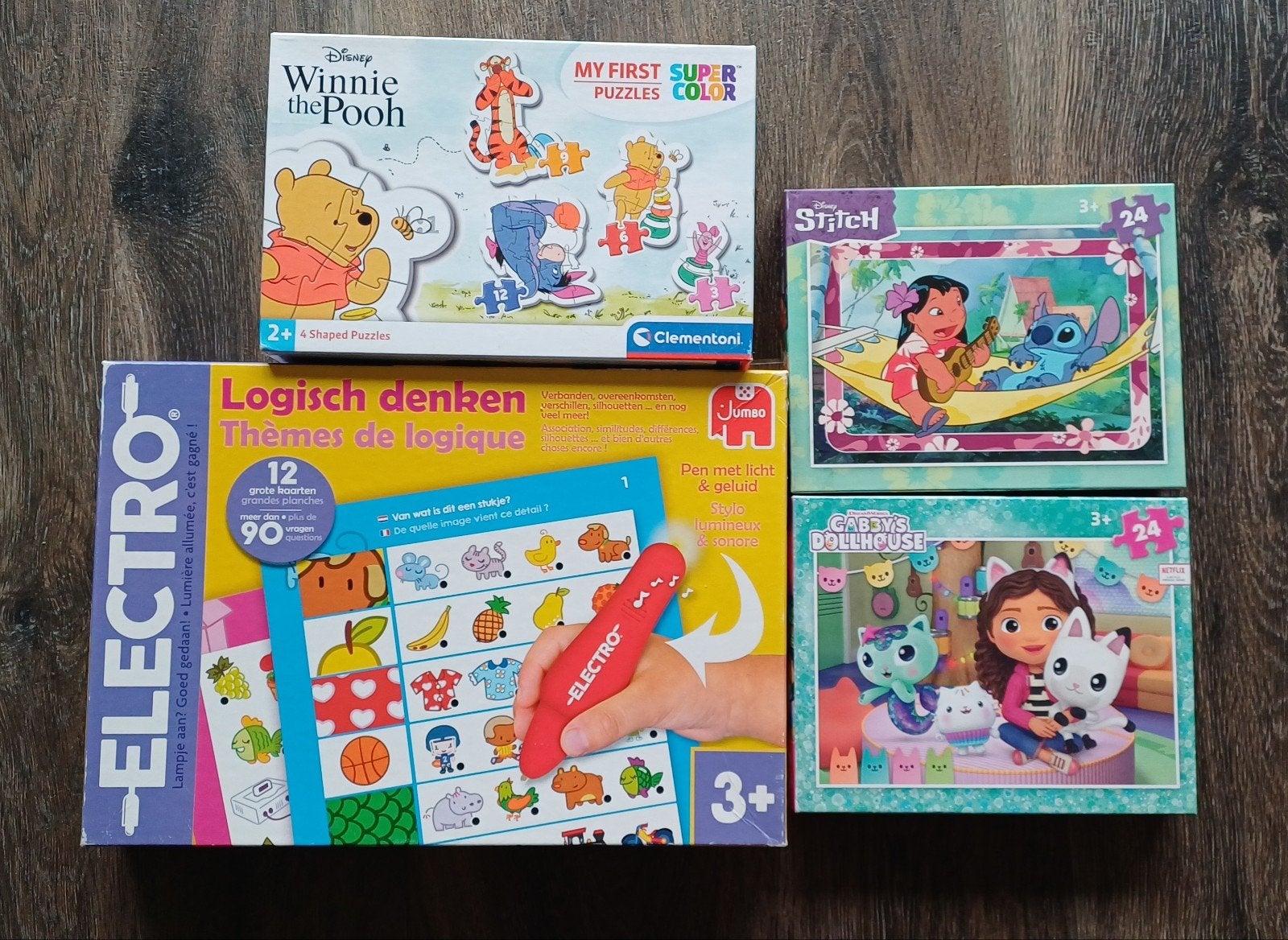 Puzzel en Electro set: Disney, Stitch, Gabby's Dollhouse, Ophalen of Verzenden, 10 tot 50 stukjes, Gebruikt, 2 tot 4 jaar