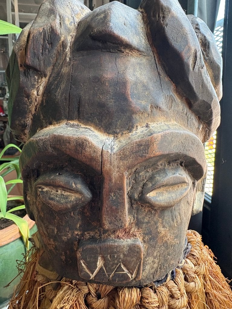 Groot houten hoofd, Harare, Zimbabwe, Hout, Afrika, 70 cm, Meerkleurig