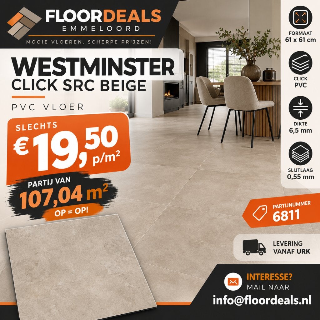 Pvc click vloer, Huis en Inrichting, Ophalen, 75 m² of meer, Beige, Nieuw