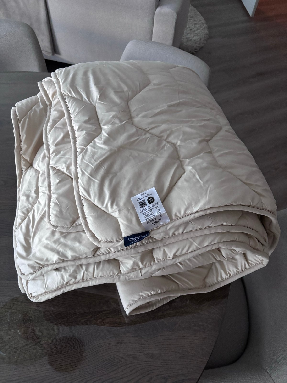 HappyBed Dekbed 240x220 cm - Zo goed als nieuw, Ophalen, Beige, Overige merken, Polyester