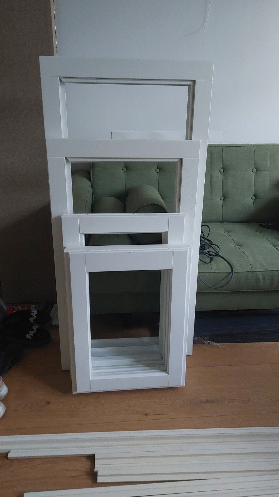 5 ongebruikte houten ramen voor dubbel glas, Doe-het-zelf en Verbouw, Glas en Ramen, Ophalen, Gevelraam of Ruit, 80 tot 120 cm
