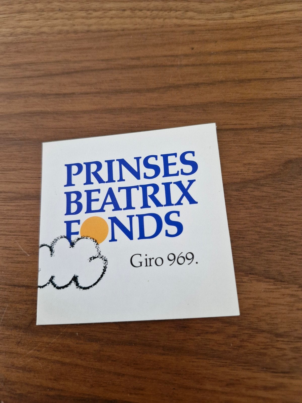 9936 Vintage Prinses Beatrix Fonds sticker - Giro 969, Ophalen of Verzenden, Zo goed als nieuw, Overige typen