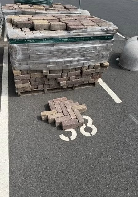oud gebakken dikformaat op pallets partij 19 m2 authentiek, Tuin en Terras, Ophalen of Verzenden, Keramiek, Klinkers