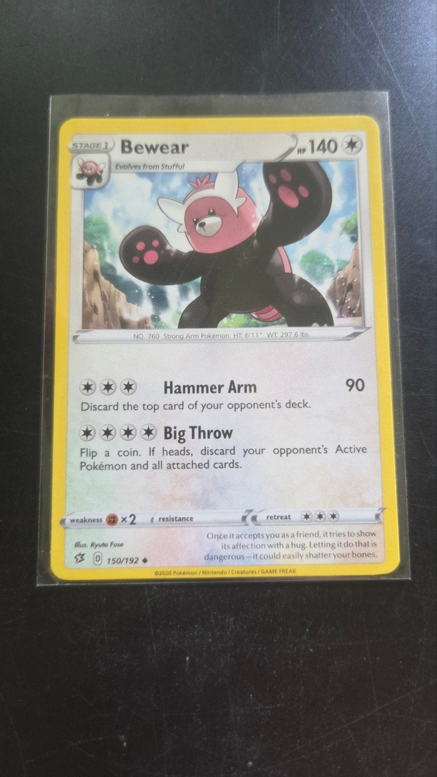Bewear 150/192 Rebel Clash Pokémon kaart, Hobby en Vrije tijd, Verzenden, Zo goed als nieuw, Losse kaart
