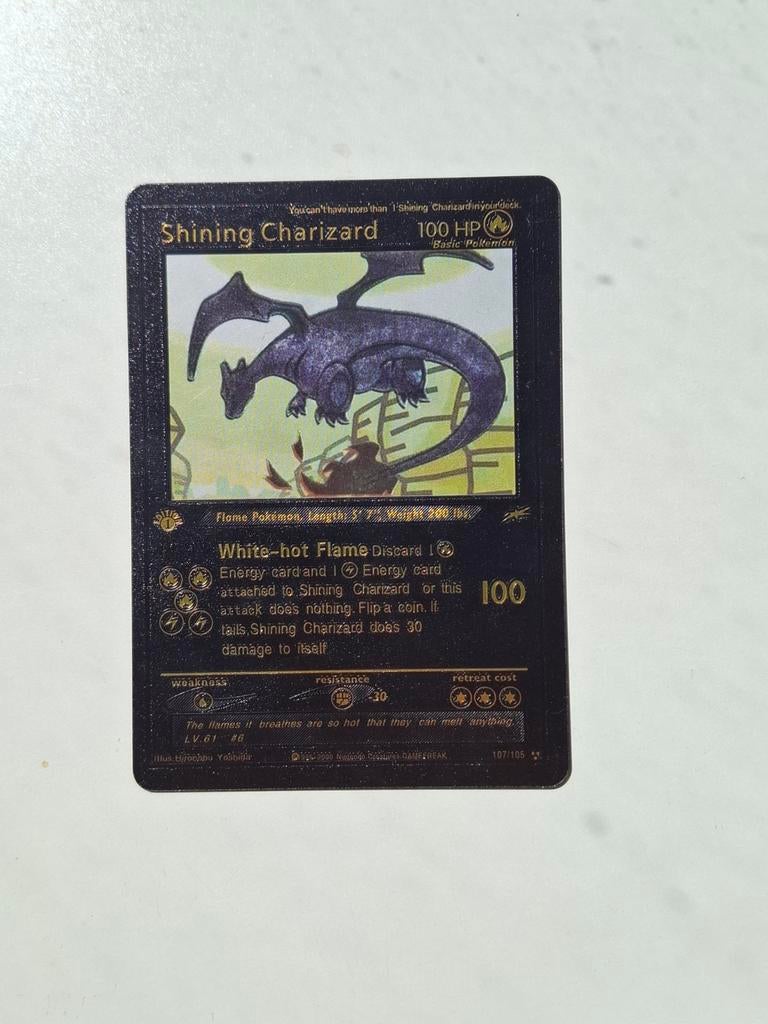Shining Charizard Pokémon - Fan Card, Verzenden, Gebruikt, Losse kaart, Foil