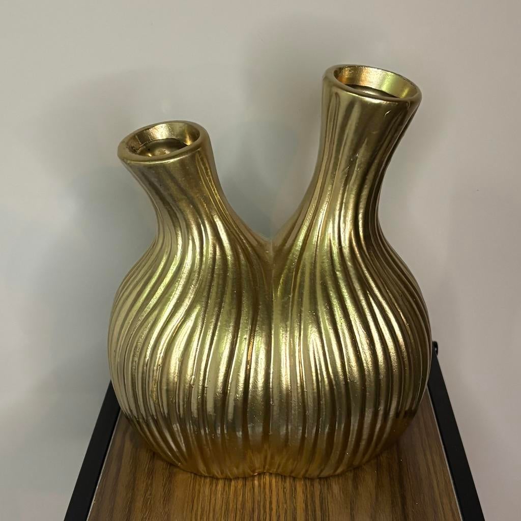 Toeter vaas | Tulpen vaas | Goudkleurig 22cm. Hoog €19,95, Ophalen of Verzenden