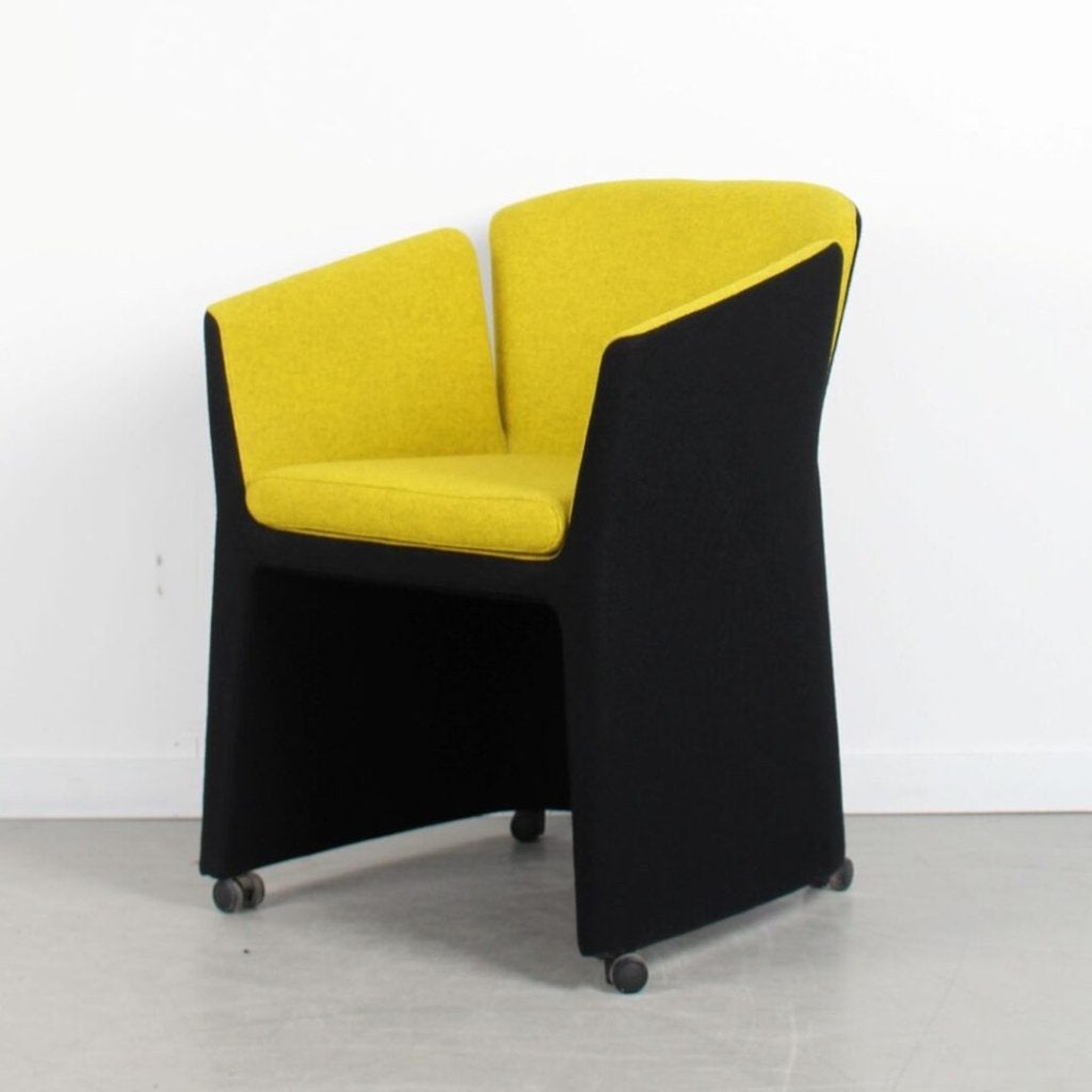 Montis Lotus Fauteuil Geel/Zwart Stof, Huis en Inrichting, Fauteuils, Niet ingevuld, Zo goed als nieuw, Niet ingevuld, Niet ingevuld