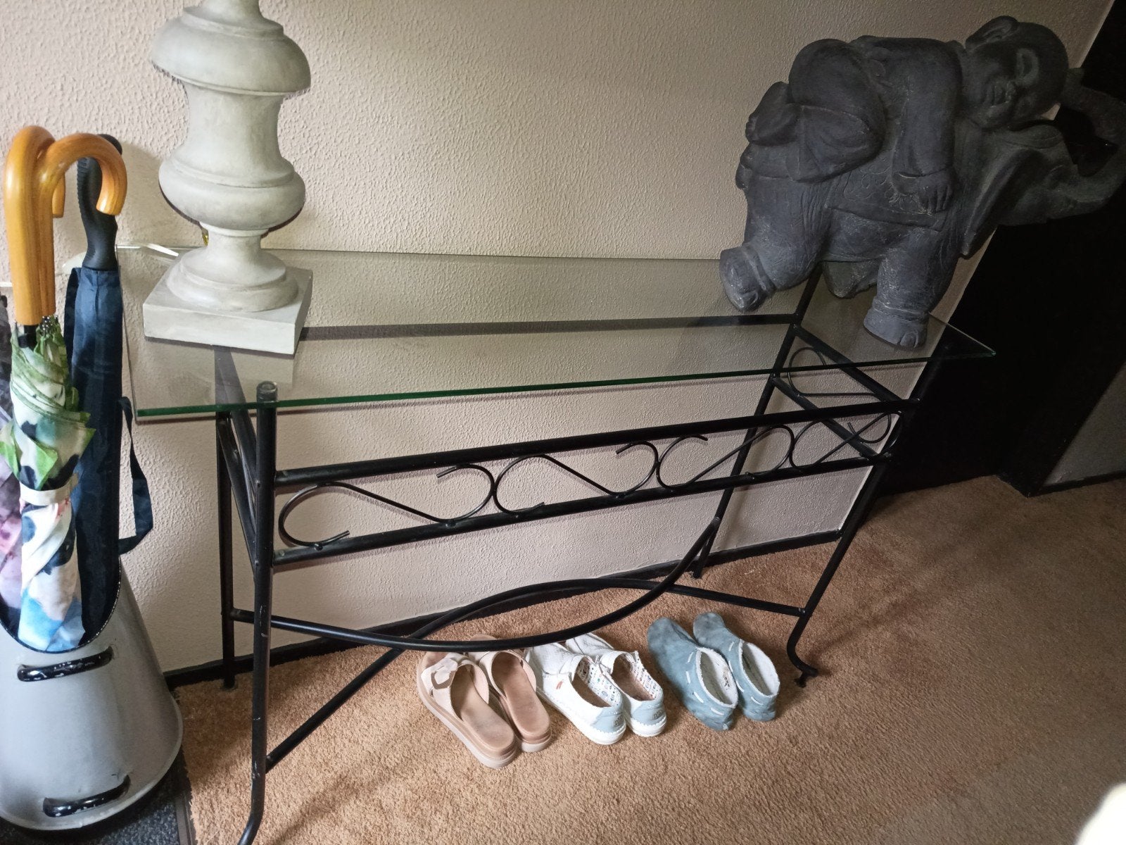 Sidetable met glasplaat, Ophalen, Gebruikt, 100 tot 150 cm, Glas