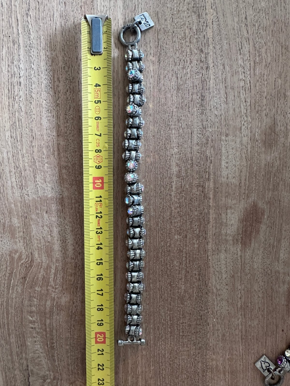 Otazu Zilverkleurige armband met strass steentjes, Overige materialen, Gebruikt, Ophalen of Verzenden, Zilver