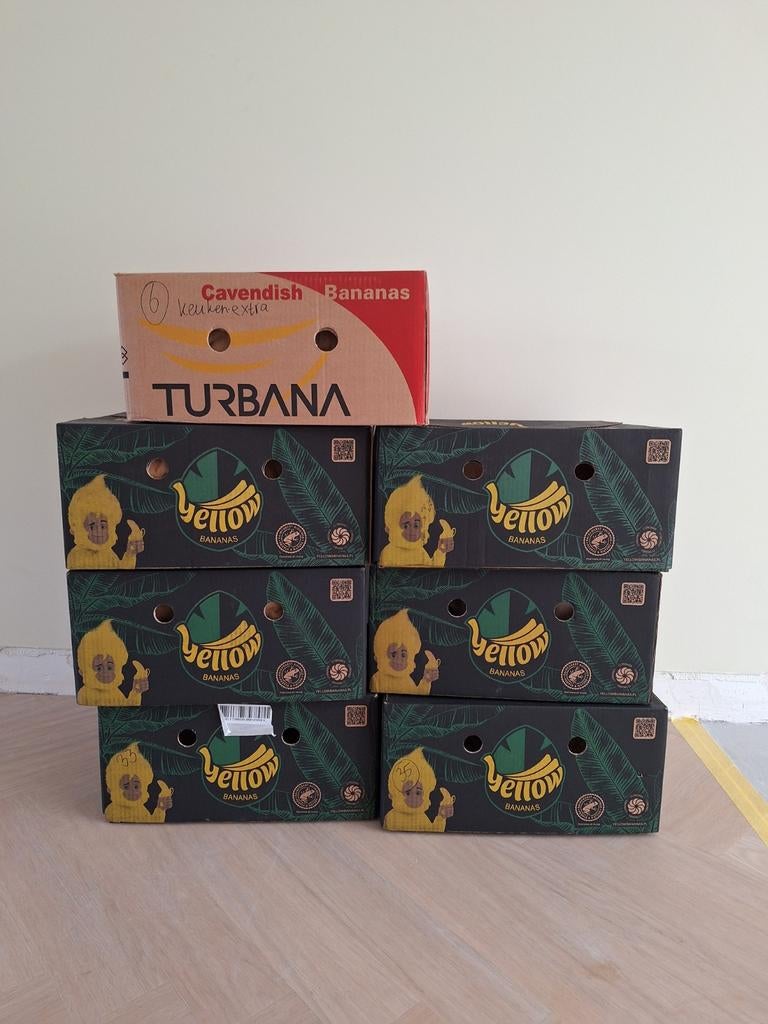 7 bananendozen, Ophalen, Doos, 40 tot 60 cm, 50 tot 75 cm