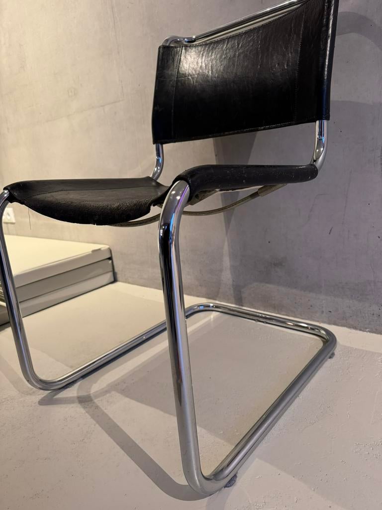 Vintage cantileverstoelen & originele Thonet stoel, Huis en Inrichting, Stoelen, Ophalen, Gebruikt, Zwart, Leer