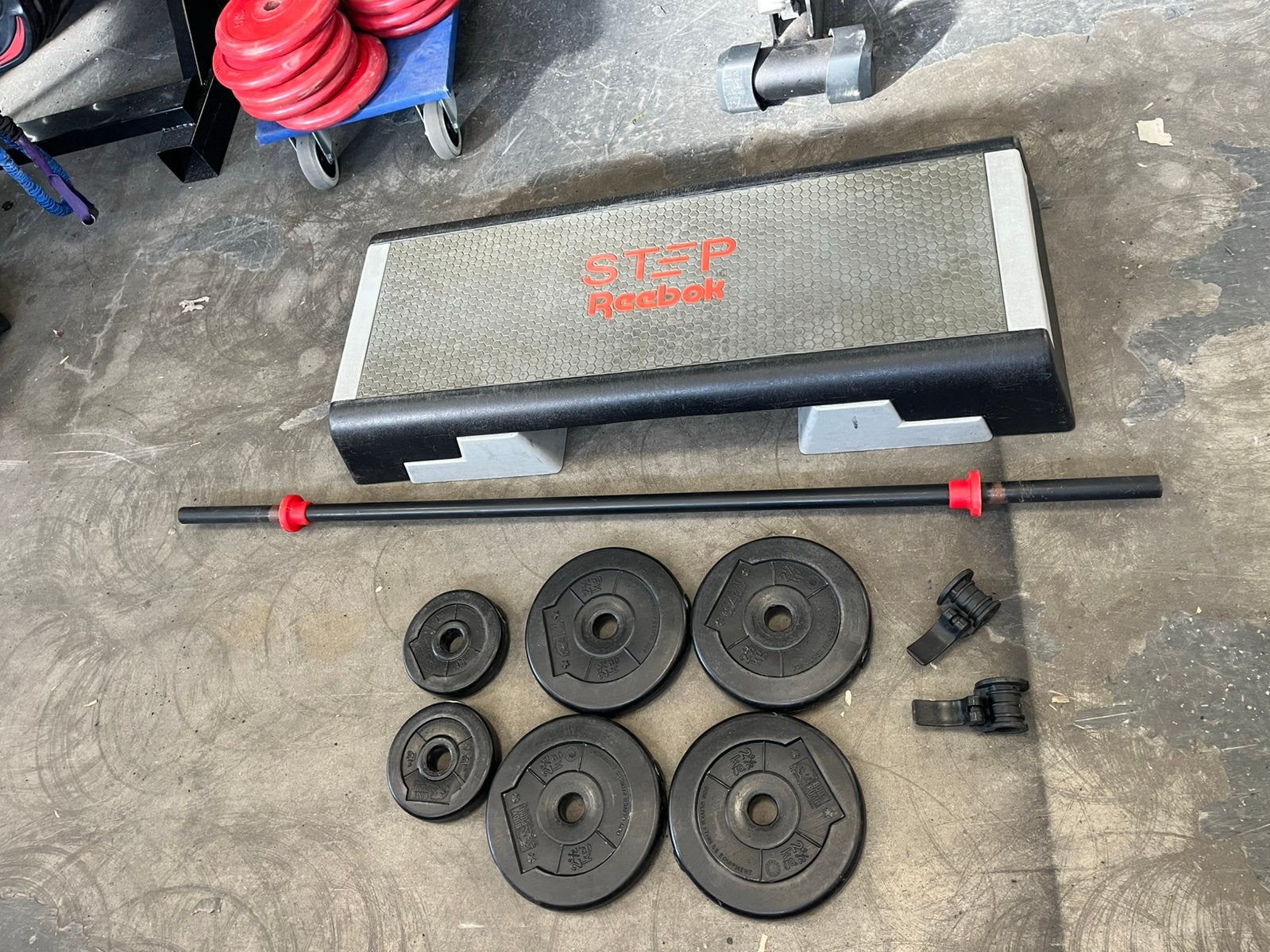 Les mills bodypump set met reebok step, Bodypump, Gebruikt, Reebok step, Ophalen of Verzenden