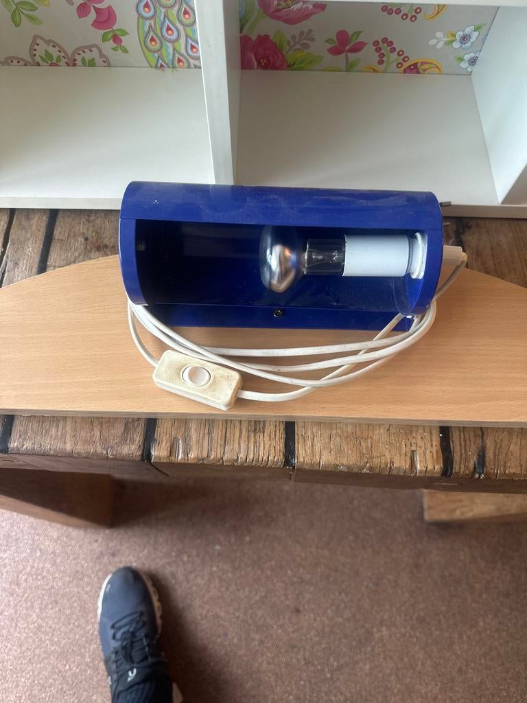 Blauw Nachtlampje met Schakelaar - Vintage Stijl, Ophalen, Gebruikt