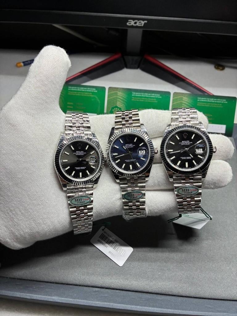 Rolex Datejust blauw grijs zwart, Sieraden, Tassen en Uiterlijk, Horloges | Heren, Ophalen of Verzenden, Nieuw, Staal, Rolex