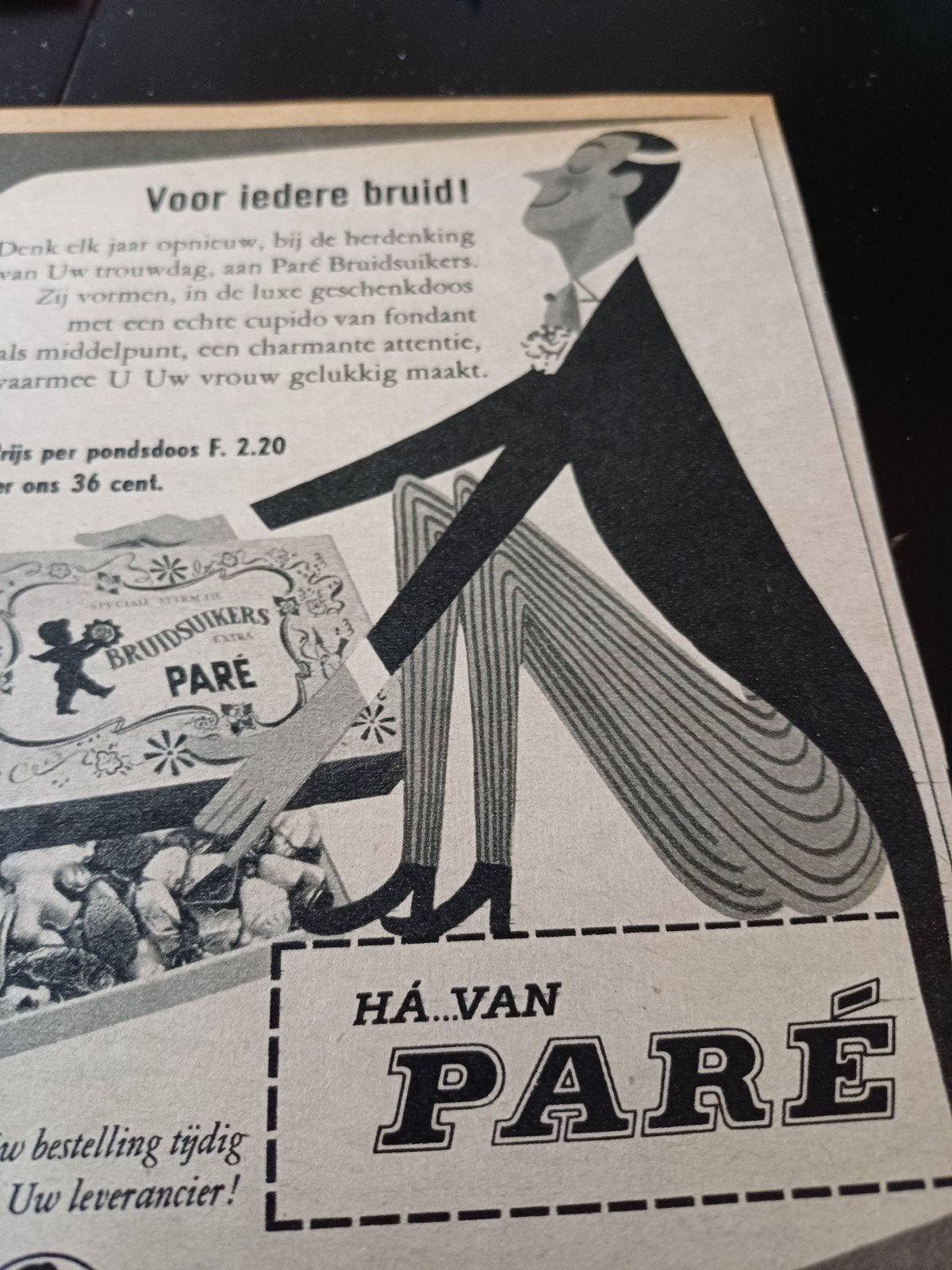 advertentie van Pare bruidsuikers 1954, Ophalen of Verzenden, Gebruikt, Overige typen