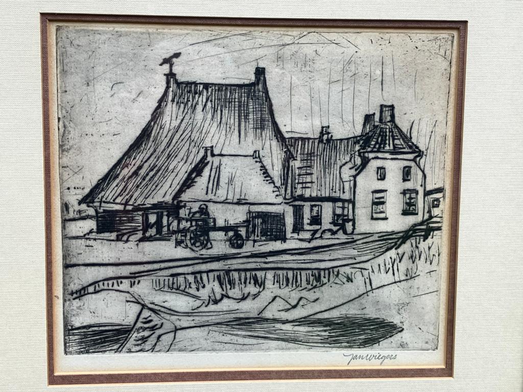Jan Wiegers ; De Ploeg Groningen ; oude droge naald ets, Ophalen of Verzenden