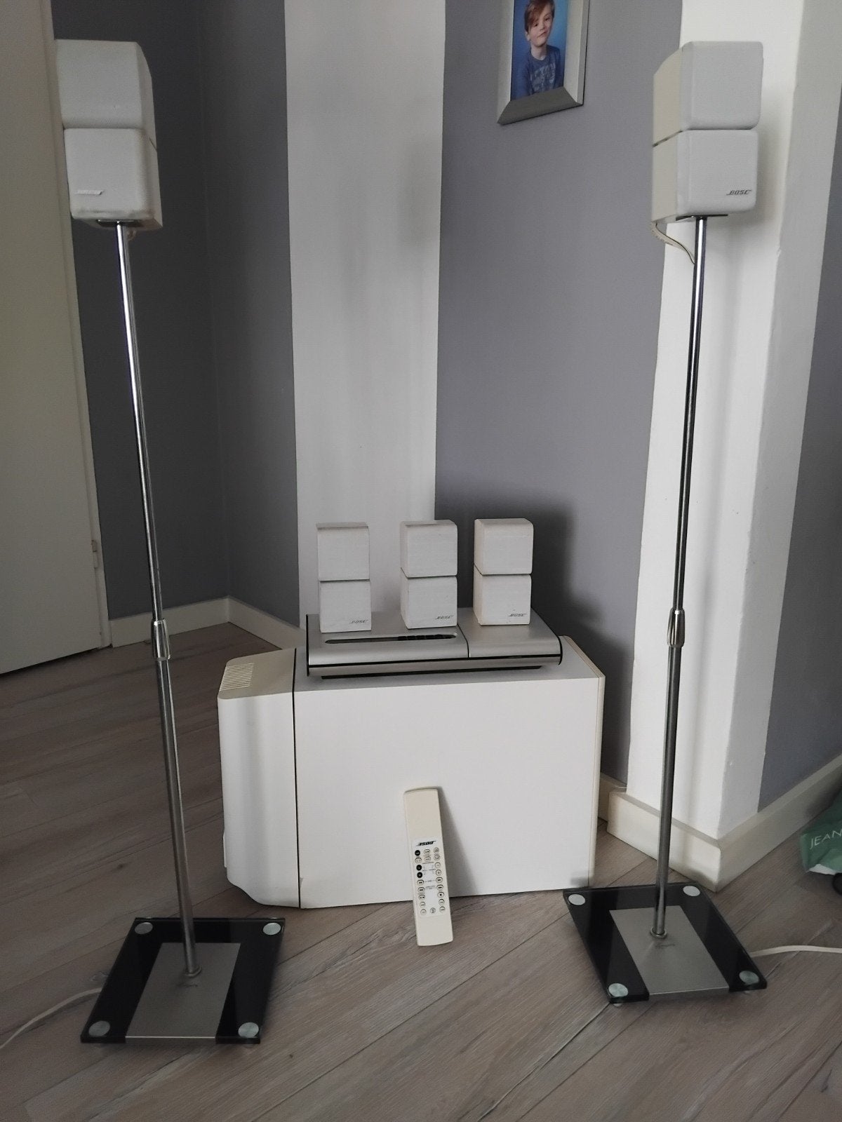 Bose lifestyle met 5 dubbele boxen  CD speler en Subwoofer, 70 watt of meer, Zo goed als nieuw, Dvd-speler, Ophalen