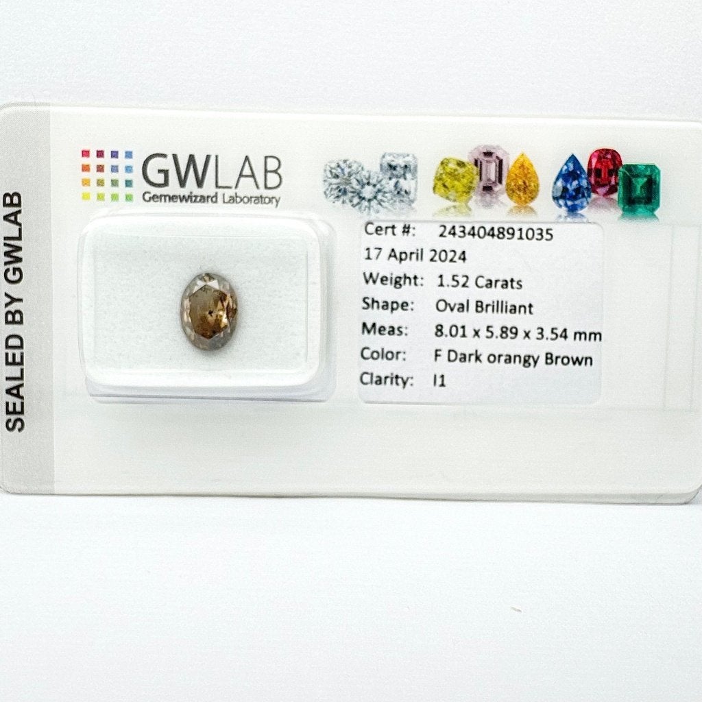 Natuurlijke Diamant - 1.52 ct - fancy dark orangy brown, Ophalen of Verzenden, Nieuw