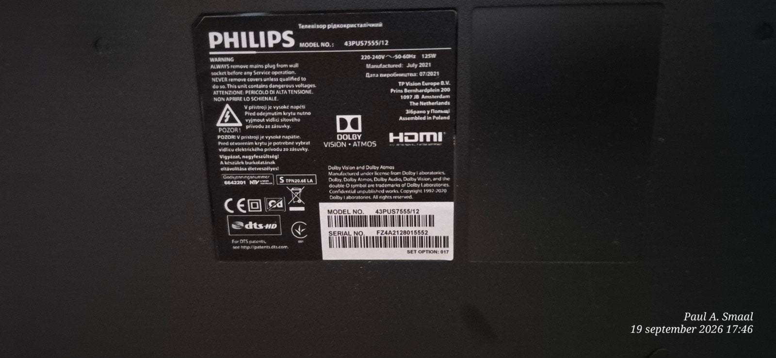 Philips 43 inch Smart TV - 43PUS7552/12, Ophalen, Philips, LED, 50 Hz