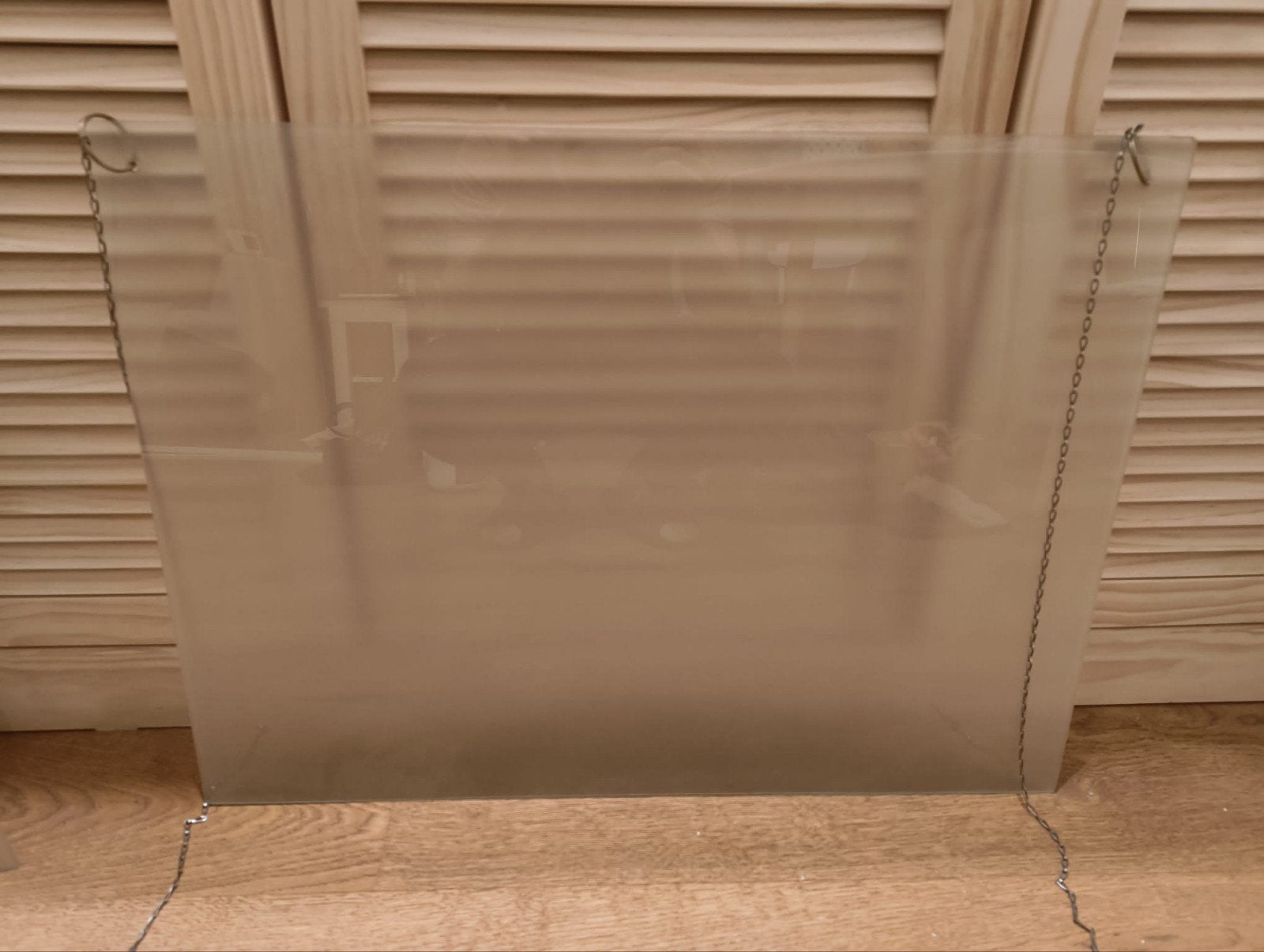 Melkglas plaaten met kettingen, Ophalen, Gebruikt, Glas, Modern