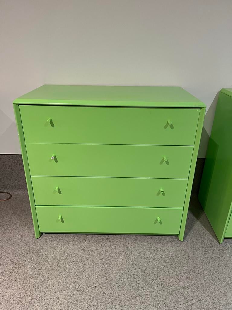Set van 2 Groene Ladekasten, Huis en Inrichting, Kasten | Ladekasten, Ophalen, Gebruikt, 50 tot 100 cm, 3 of 4 laden